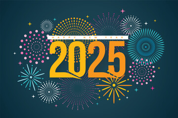 Happy New Year 2025. festive realistic decoration elegant number for Celebrate 2025 party, calendar and poster