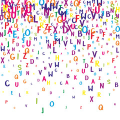 Scattered letters of latin alphabet. Colorful