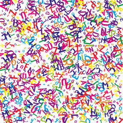 Falling letters of English language. Colorful