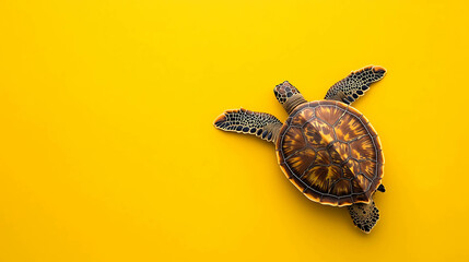 Sea turtle on a yellow background.