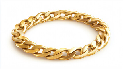 Obraz premium Realistic gold chain lying on white background
