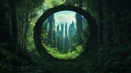 Obraz premium Forest Mirror with Urban Reflection