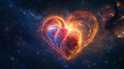 Fototapeta premium Colorful Streams Forming Glowing Heart