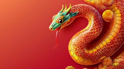 Obraz premium snake zodiac symbol chinese new year 2025 asian style