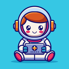 Download Cute Astronaut Gaming Cartoon Vector Icon Illustration Eps File For Design.