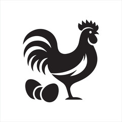 Chicken icon silhouette on white background

