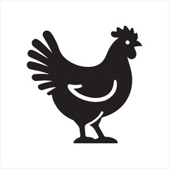 Chicken icon silhouette on white background
