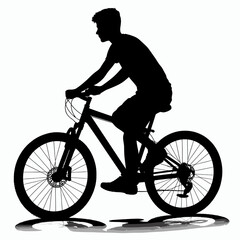 Fototapeta premium silhouette, cyclist, flat colors