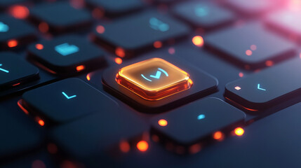 keyboard with red key.