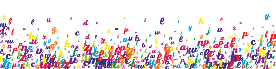 Falling letters of English language. Colorful