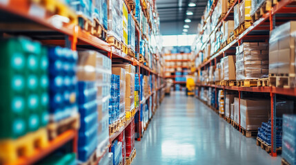 A vast warehouse aisle featuring numerous shelving units filled with bulk inventory items, This keyword highlights the challenges and opportunities associated.