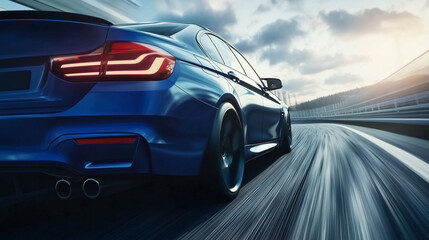 Obraz premium car driving on a highway, car driving on the road
