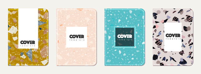 Fototapeta premium School notebook cover design. Terrazzo abstract