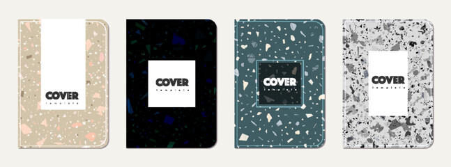 School notebook cover design. Terrazzo abstract