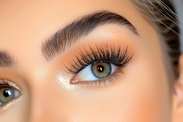 Fototapeta premium A close-up of a woman's eyes, with voluminous lashes and expertly applied mascara