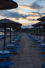 Evening seascape at sunset on Thassos island in Greece