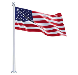 Fototapeta premium Flying American flag in the flag pole png US flag png flag US flag with base stand flag of united states of america transparent background