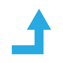 Fototapeta premium Turn up curve blue arrow illustration isolated on white background symbol. Vector icon in flat style