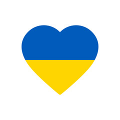 Ukrainian flag in heart's shape isolated peace symbol illustration design. Vector icon in flat style