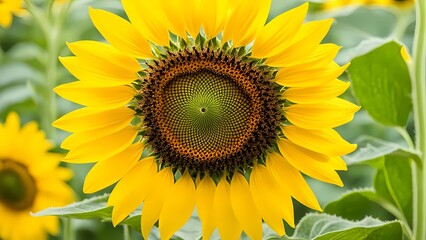 Naklejka premium sunflower on a green background