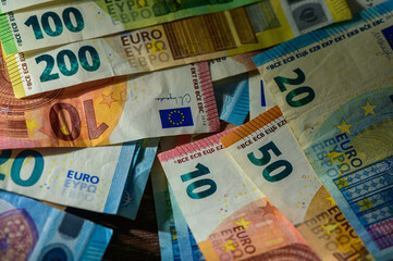 Set of different euro banknotes, background 3