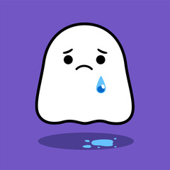 A cute ghost with tears. Isolated Vector Illustration