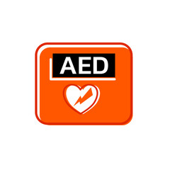 AED or automatic external defibrillator illumination on isolated background.