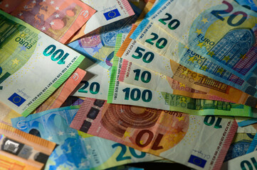 Finance background of different euro bills. European money 4