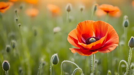 poppy flowers in field