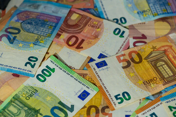 Set of different euro banknotes, background 1