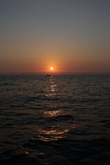 Sunset in the horizon in the Mediterranean sea of Lebanon