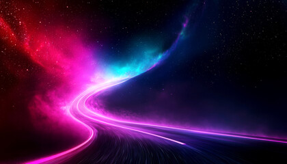Obraz premium A rainbow road leading into the stars, symbolizing a journey through the colorful realms of the mind