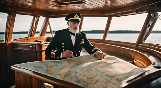 Ship captain with map.