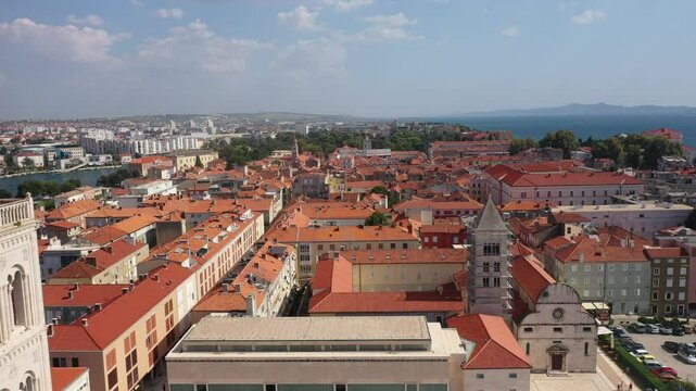 Drone flight from Trg Svetog Donata in the center of Zadar