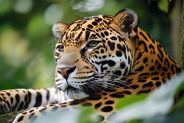 Close up Portrait of a Majestic Jaguar in the Jungle