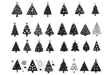Obraz premium Christmas Tree Vector Silhouettes Collection 