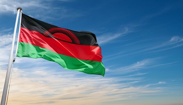 マラウイの国旗(waving national flag of Malawi.)
