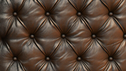 Naklejka premium Closeup of a brown leather tufted upholstery.