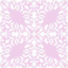 Cute pattern of white flowers on a pink background. Seamless floral ornament for azulejo, packaging, textiles, wallpaper and interior decor.