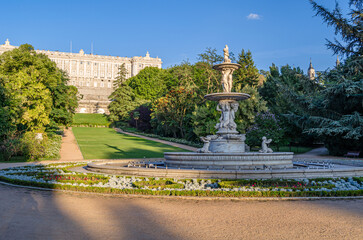 Campo del Moro Gardens and the Royal Palace in Madrid, Spain