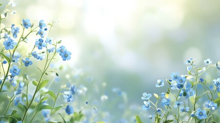 Soft Blue Floral Border with Blurred Background