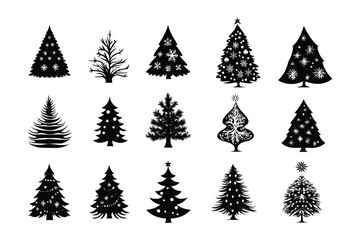Obraz premium Christmas Tree Vector Silhouettes Collection 