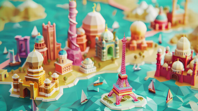 Travel plans unfolding in 3D, with an interactive digital guide showing the best spots and hidden gems