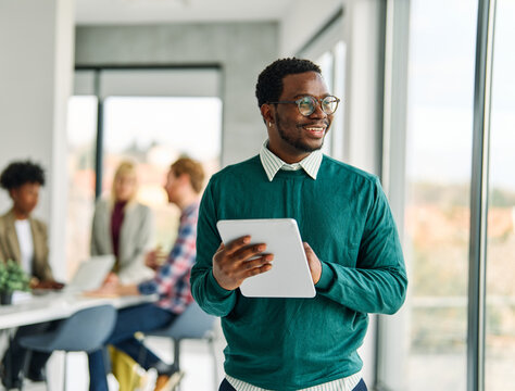 business meeting businessman man office portrait entrepreneur computer tablet internet smart confident happy teamwork colleague group businessperson startup creative