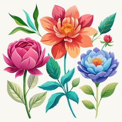 Beautiful Watercolor Flower Vectors for Creative Projects