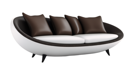 Cozy brown leather armchair isolated on a white background, showcasing contemporary design and comfort, perfect for any living room decor with clipping path, PNG collection, PNG image, PNG files, Gene