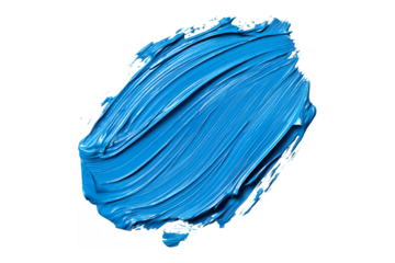 A vibrant illustration featuring blue brush strokes and textures, showcasing artistic elements like watercolor and acrylic splashes, resembling a colorful design or pattern with clipping path, PNG