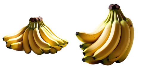 Banana set isolated on white and transparent background