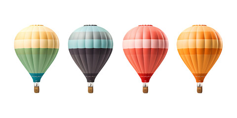 Obraz premium A vibrant illustration of colorful hot air balloons floating in the sky, showcasing adventure and travel in a fun, whimsical design with clipping path, PNG collection, PNG image, PNG files, Generative