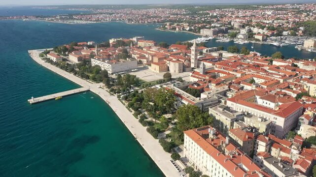 Aerial Drone View of Zadar Peninsula and City Center in Summer